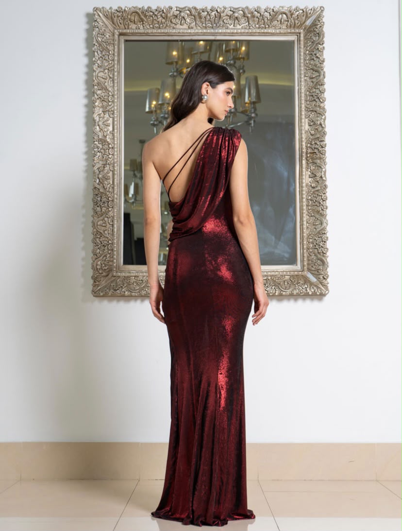 Vestido Taliana Rojo con Brillo